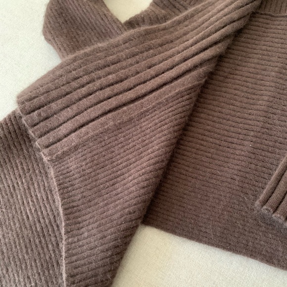 Sarah Spencer Brown Angora Angled Cardigan Sweater - Picture 5 of 7